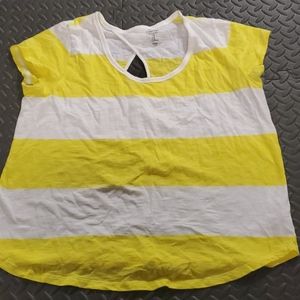 Gap Yellow and White keyhole back Tee